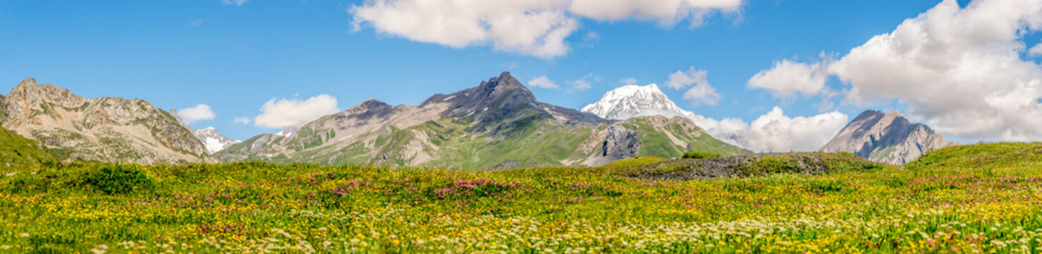 Panoramic view from Petit Saint Bernard Pass from Savoy - France