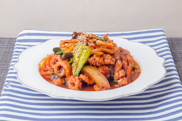 Stir-fried Squid ( Ojingeo-bokkeum ) - Korean food