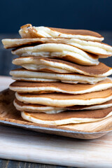 milk pancakes made of wheat flour, close up