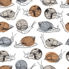 Vector  pattern with snails.