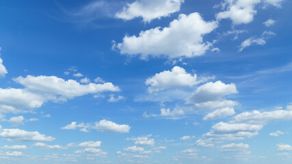 beautiful blue sky with clouds on bright sunny day for abstract background