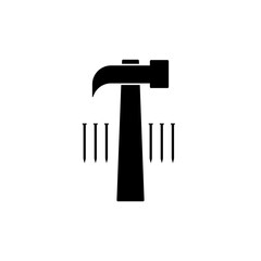 Hammer and nail icon isolated on white background