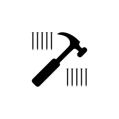 Hammer and nail icon isolated on white background