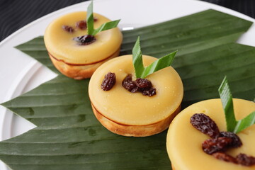 jakarta indonesian traditional cakes with  pandan leaves