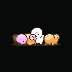 Pomeranian Spitz Puppy Kawaii Style Cute Cartoon Character
