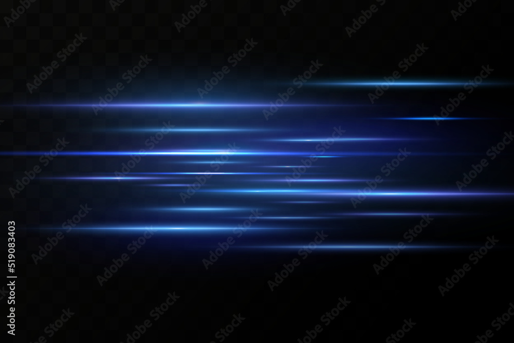 Poster Vector illustration of a blue color. Light effect. Abstract laser beams of light. Chaotic neon rays of light .