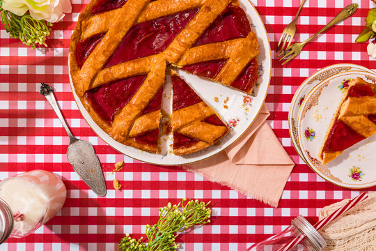 Studio shot of fresh pasta frola tart