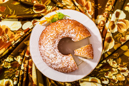 Studio shot of vanilla bundt cake