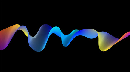 Abstract colorful smoke wave line colorful vector background. Music sound or energy concept. Universal geometric shape with liquid effect, vaporwave, synthwave shapes.