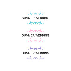 Summer Wedding Simple Design Ornaments isolated on White