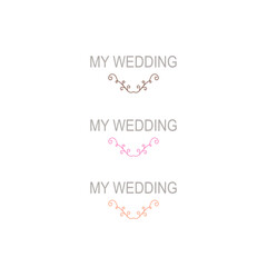 MY WEDDING VINTAGE DESIGN LABELS SET ISOLATED ON WHITE