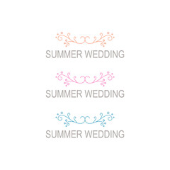 Fototapeta na wymiar Summer Wedding Simple Design Ornaments isolated on White