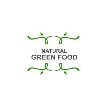 Natural Green Food Product Badge Isolated On White