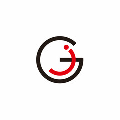 letter gj circle colorful geometric line logo vector