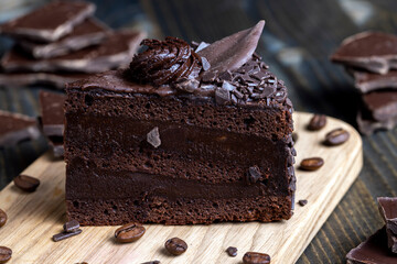 chocolate cake with chocolate filling on the table