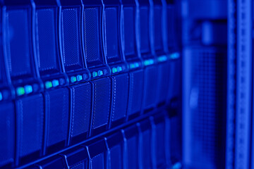 Close-up of computer and networking technology for working on internet worldwide