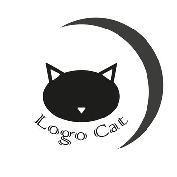 Black white style logo cat design and text