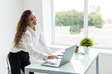 Portrait of a businesswoman using laptop in office