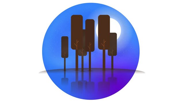 Stylized trees in night - 4k Loop