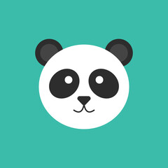 Fototapeta premium Flat icon panda isolated on green background. Panda face. Animal icon. Vector illustration.