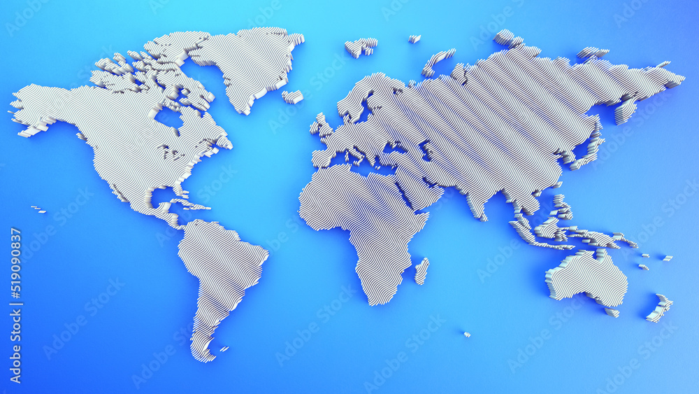 Poster Map planet earth/Planet earth with continents, consisting of 3d elements. The technological background can be used to demonstrate the processes of science and education. 