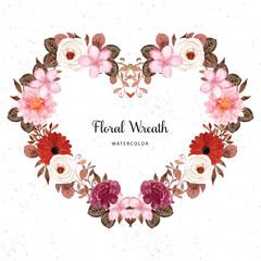 Red And White Rustic Watercolor Floral Wreath