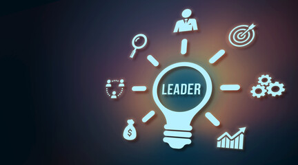 Internet, business, Technology and network concept.Successful team leader.  Business leadership concepts. A successful team leader is a manager market leader. 3d illustration.