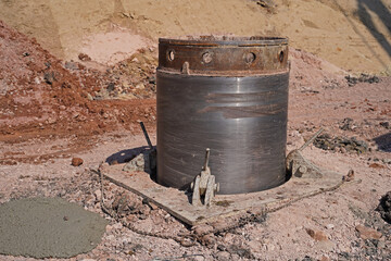 Drilling and installation of steel cages and concrete for the construction of bored piles