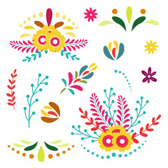 Fototapeta na wymiar Set of floral ornaments . Flower pattern vector illustration