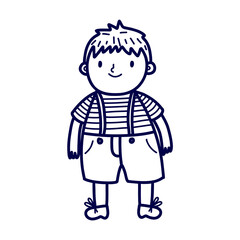 Doodle boy. Children, boy. Kid doodle sketch coloring book. Vector illustration doodle template.