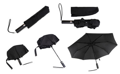 Black rain umbrella collage