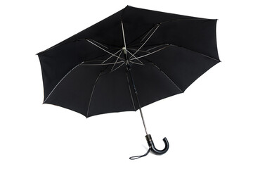 Classic black rain umbrella isolated on white