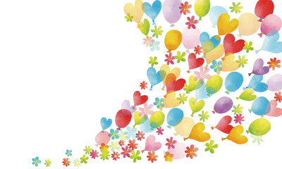 水彩タッチ　ふわふわお祝いバルーンHappy Series:Watercolor Colorful Balloons Floating