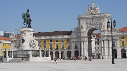 Lisbon, Portugal, The commerce square and the tagus river