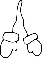 Mittens , hand-drawn Mittens. Hand -drawn doodles illustration warm mittens .
Line art winter mittens.