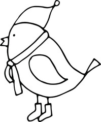 Bird, hand-drawn warm bird. Hand-drawn doodles illustration winter bird.
Line art Bird.