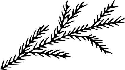 Sprig of a tree, hand-drawn sprig of a tree. Hand-drawn doodles illustration sprig of a tree.
Line art spruce.