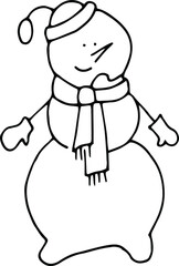 Snowman , hand-drawn snowman face. Hand -drawn doodles illustration snowman.
Line art snowman.