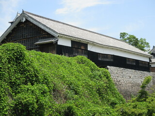 Fototapeta na wymiar 熊本地震から６年、未だ壊れたままのの熊本城の一部と石垣