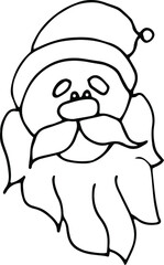 Santa Claus , hand-drawn Santa Claus face. Hand -drawn doodles illustration Santa Claus face.
Line art face.