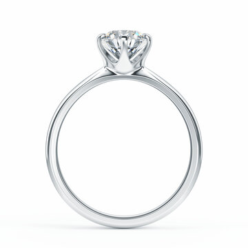 Blank jewelery ring with diamond isolated on white - 3d rendering.