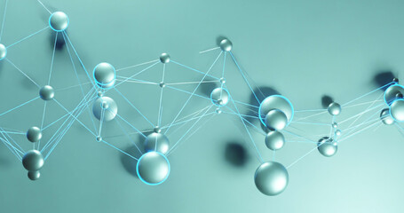 Image of network of connections over blue background