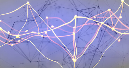 Image of network of connections over blue background