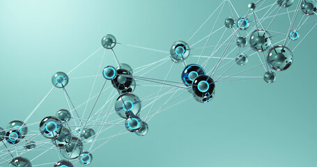 Image of network of connections over blue background