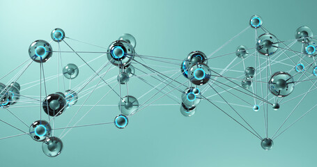 Image of network of connections over blue background