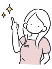 美容についてアドバイスする美容部員女性のおしゃれな線画イラスト