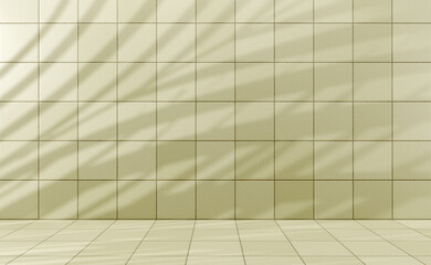 Beige pastel tiles bathroom or kitchen background with podium