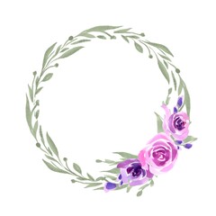 Rustic wedding wreath. Eucalyptus brances, Watercolor style. Isolated on white background