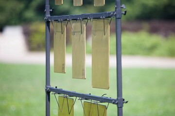 A musical instrument for playing religious music in shamanistic. Gong for music performance.
