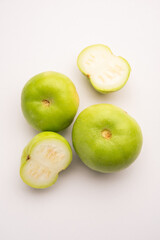 Raw Tinda, tinde also called dhemse, Apple Gourd, Baby Pumpkin, Indian Squash Round Melon.